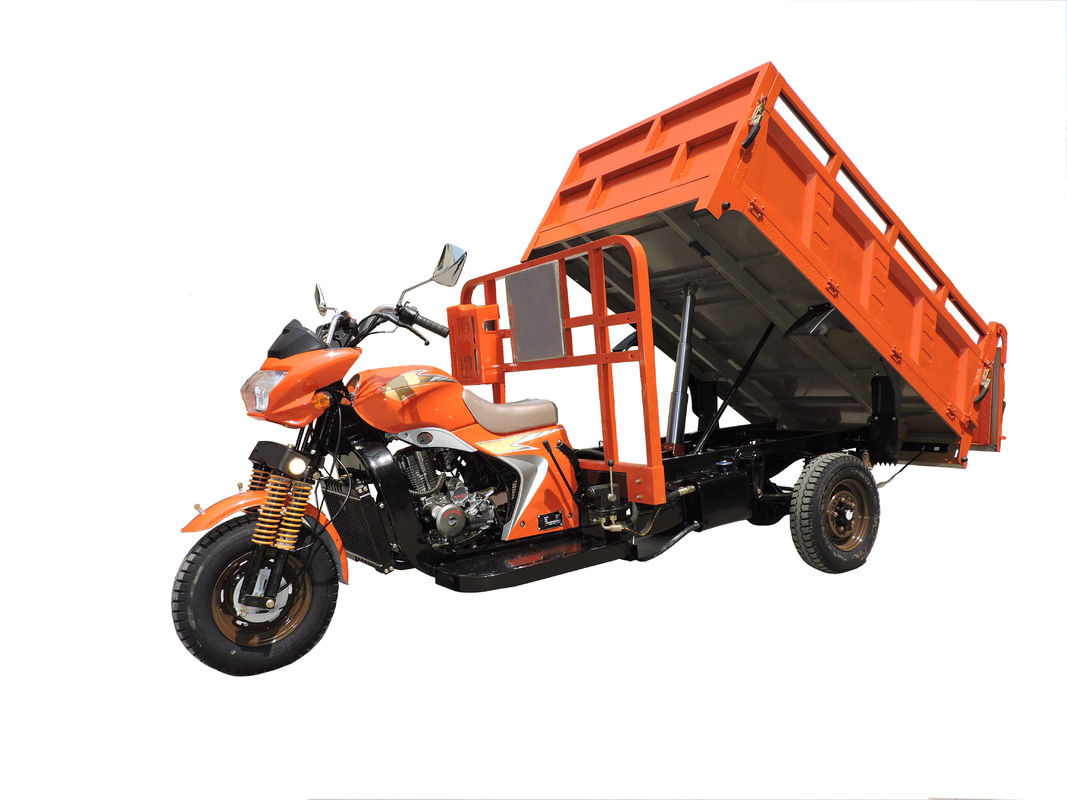 Orange 200cc 250cc Three Wheeler / Three Wheel Cargo Motorcycle With Cargo Roof