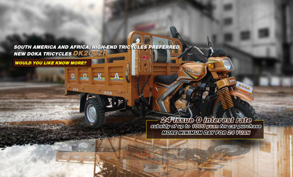 Gasoline Four Stroke Motorized 3 Wheel Cargo Motorcycle With Heavy Load Cargo Box